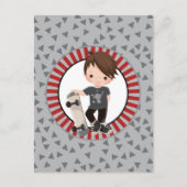 Carte Postale Brown Skateboard Boy - Gray Red (Devant)