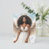 Carte Postale Brown-Skinned Angel With Halo Watercolor (Debout devant)