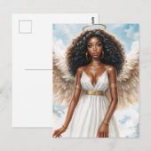 Carte Postale Brown-Skinned Angel With Halo Watercolor (Devant / Derrière)