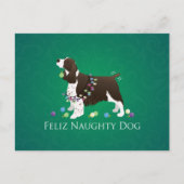 Carte Postale Brown Springer Spaniel Chien Feliz Naughty Chien (Devant)