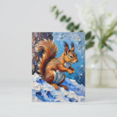 Carte Postale Brown Squirrel in the Snow (Debout devant)