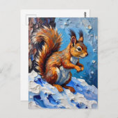 Carte Postale Brown Squirrel in the Snow (Devant / Derrière)