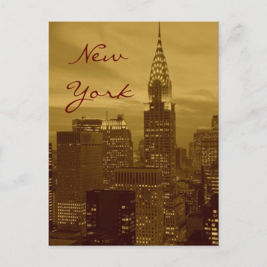 Carte postale Brown Yellow Pop Art New York Script (Devant)