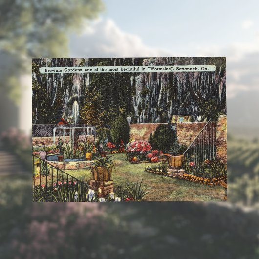 Carte Postale Brownie Gardens Wormsloe Savannah GA rétro