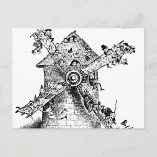 Carte Postale Brownies dans un moulin à vent en Hollande