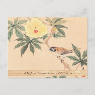 Carte Postale Bruant et Hibiscus Keibun Matsumoto fleurs d'oisea
