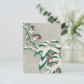 Carte Postale Bruants sur le Berry de neige Bush par Ohara Koson (Debout devant)