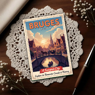 Carte Postale Bruges, Belgique années 1960 Voyage vintage