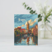 Carte Postale Bruges Belgique Art vintage (Debout devant)