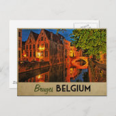 Carte Postale Bruges Belgique La Nuit (Devant / Derrière)