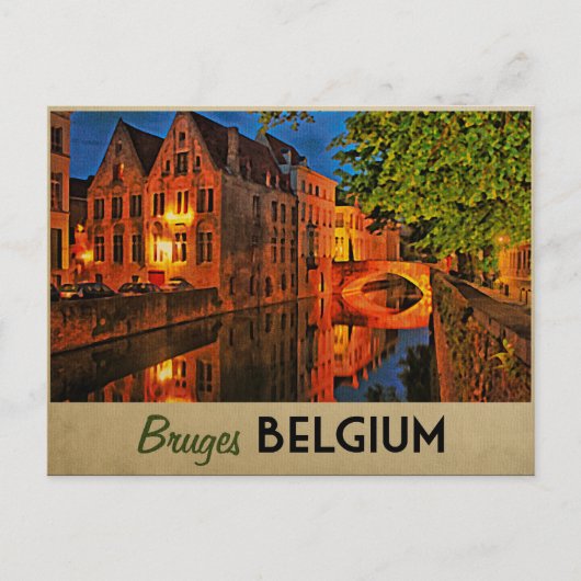 Carte Postale Bruges Belgique La Nuit (Devant)