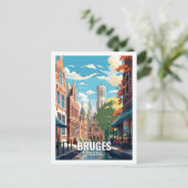 Carte Postale Bruges Belgique Lieux de Voyage Célèbres (Debout devant)