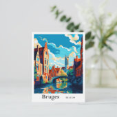 Carte Postale Bruges Belgique Vintage voyage d'art Illustration (Debout devant)