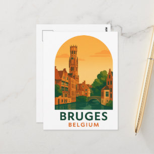 Carte Postale Bruges Belgique Voyage Vintage Art – Europe Rétro