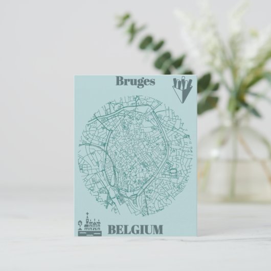 Carte Postale Bruges map (Debout devant)