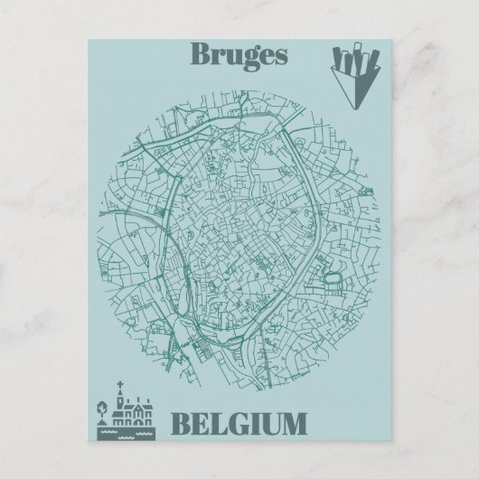 Carte Postale Bruges map (Devant)