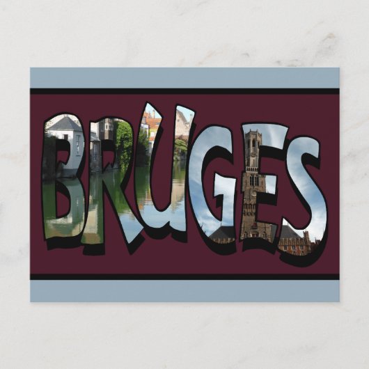Carte Postale Bruges Word Art (Devant)