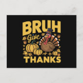 Carte Postale Bruh Mème Drôle de Dinde de Thanksgiving Reconnais (Devant)