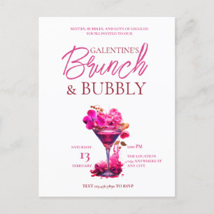 Carte postale Brunch de Galentine et Bubbly Invita