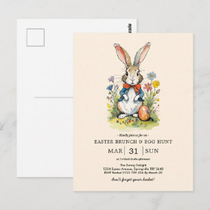 Carte Postale Brunch de Pâques et chasse aux oeufs   Bunny Fleur