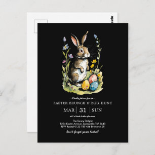 Carte Postale Brunch de Pâques et chasse aux oeufs   Bunny Fleur