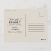 Carte Postale brunch et bulle Bridal douche pampas herbe Invit (Dos)