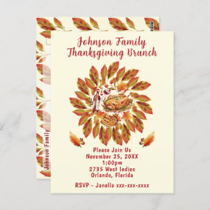 Carte Postale Brunch Thanksgiving en famille