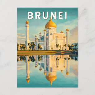 Carte Postale Brunei Illustration Voyage Art Vintage