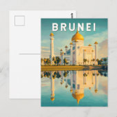 Carte Postale Brunei Illustration Voyage Art Vintage (Devant / Derrière)