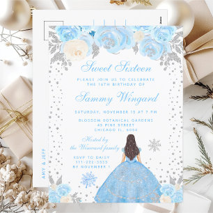 Carte Postale Brunette aux cheveux bleus, Princesse Sweet Sixtee