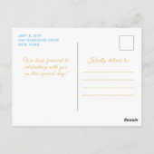 Carte Postale Brunette aux cheveux bruns et robe bleu clair, pri (Dos)