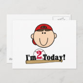 Carte Postale Brunette Boy Baseball 2e anniversaire (Devant / Derrière)