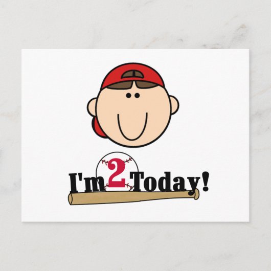 Carte Postale Brunette Boy Baseball 2e anniversaire (Devant)