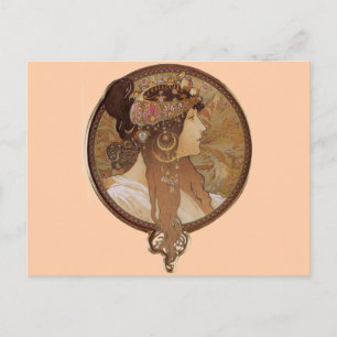 Carte Postale Brunette par Alphonse Mucha
