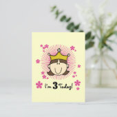 Carte Postale Brunette Princesse 3e Anniversaire Tshirts et cade (Debout devant)