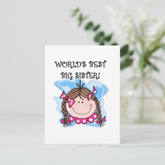 Carte Postale Brunette World's Best Big Sister Tshirts and Gifts (Debout devant)