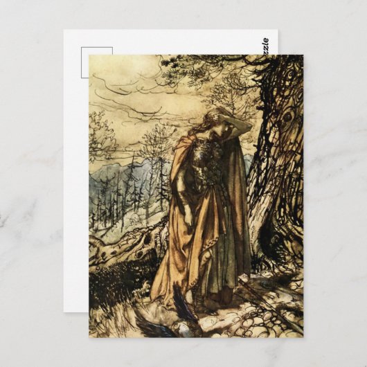 Carte Postale "Brunhilde Dazed and Alarm" par Arthur Rackham (Devant / Derrière)