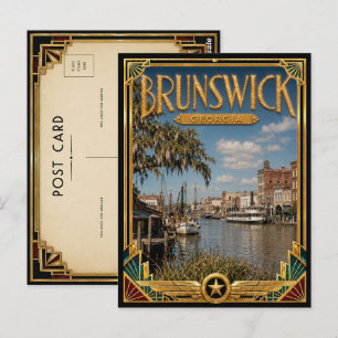 Carte Postale Brunswick Géorgie Art Déco Vintage Âge d'Or