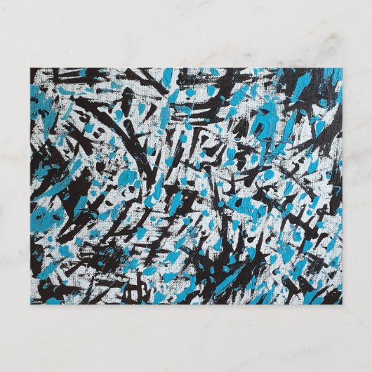 Carte Postale Brush bleu et noir Abstrait (Devant)