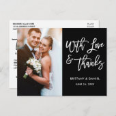 Carte Postale Brush moderne Script Love et Merci Mariage noir (Devant / Derrière)