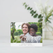 Carte Postale brush rustique lettrage mariage enregistrer la dat (Debout devant)