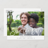 Carte Postale brush rustique lettrage mariage enregistrer la dat (Devant / Derrière)