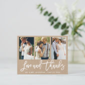 Carte Postale Brush Script 3 Photo Mariage Love Thanks Kraft (Debout devant)