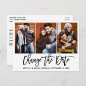 Carte Postale Brush Script 3 Photo Modifier La Date Nouvelle Dat (Devant / Derrière)