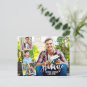 Carte Postale Brush Script 4 Faire-part de graduation photo (Debout devant)