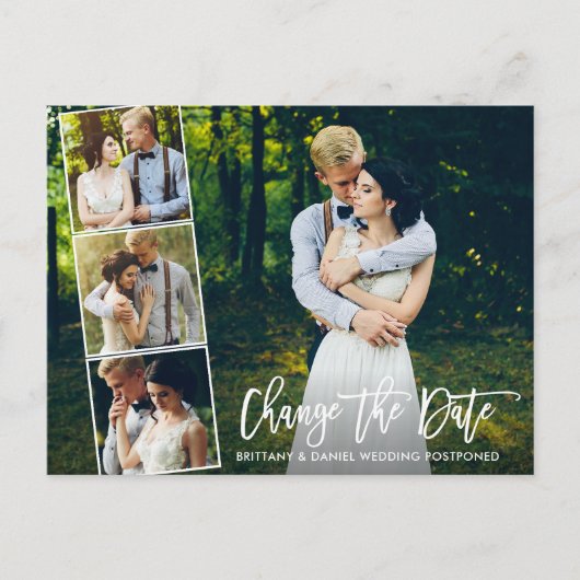 Carte Postale Brush Script 4 Photo Modifier La Date (Devant)