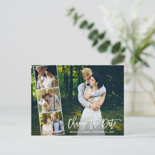 Carte Postale Brush Script 4 Photo Modifier La Date Nouvelle Dat (Debout devant)
