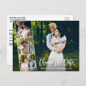 Carte Postale Brush Script 4 Photo Modifier La Date Nouvelle Dat (Devant / Derrière)