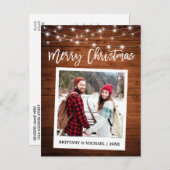 Carte Postale Brush Script Caméra instantanée Bois Couple Noël (Devant / Derrière)