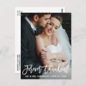Carte Postale Brush Script Forever Thankor Photo Mariage moderne (Devant / Derrière)